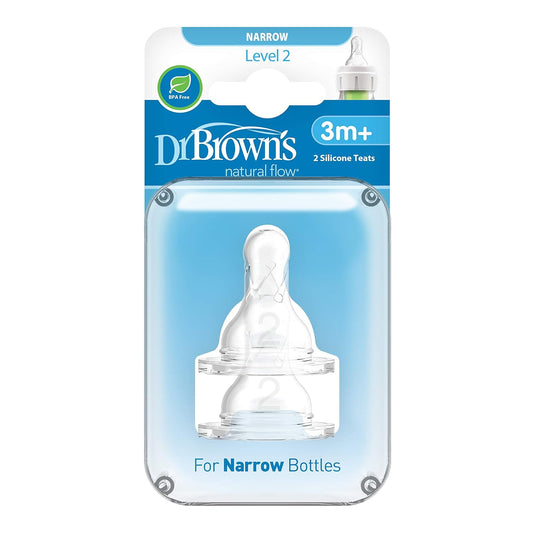 Dr. Brown's Natural Flow Narrow Neck Nipple, Set of 2 (Level 2 (2 Nipples))