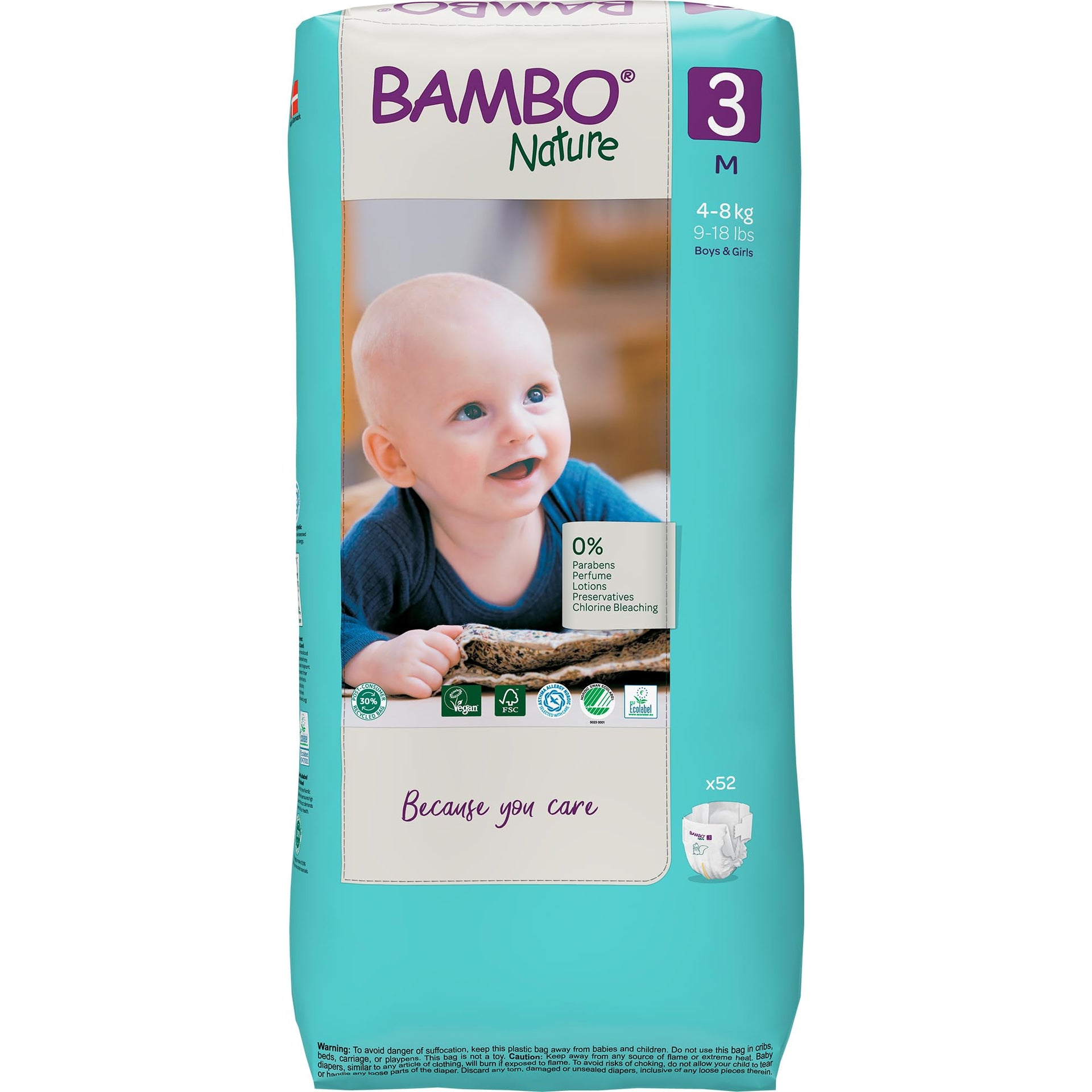 Bambo Nature Premium Baby Tape Diapers for Baby Medium Size (4-8 Kgs) - Super Absorbent, Breathable, Extra Soft, Dermatologically Tested, Hypoallergenic Infant Nappies With Wetness Indicator, 28 Count