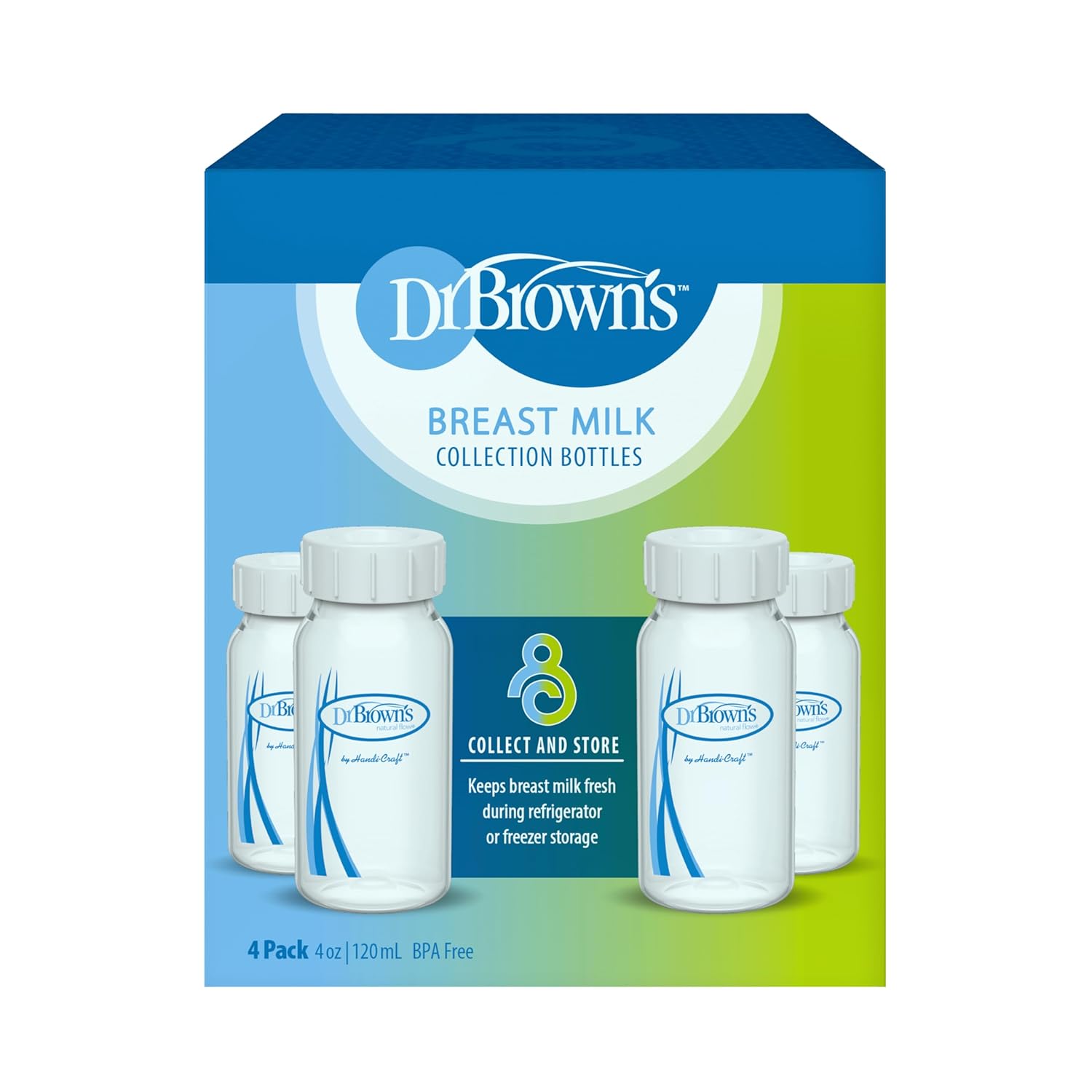 Dr. Brown's Narrow Neck Breastmilk Collection Bottles,4-Pack
