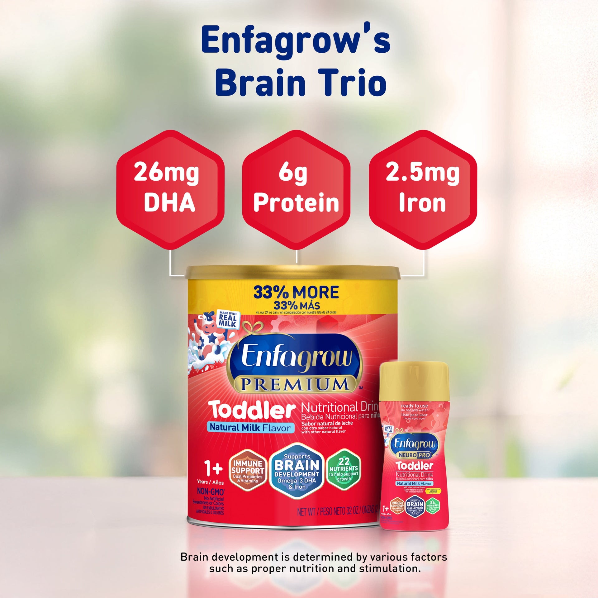 Enfagrow Premium Toddler Milk Nutritional Drink, Enfagrow Toddler Drink, Try Our Brain-Supporting Trio, Vanilla 32oz Can