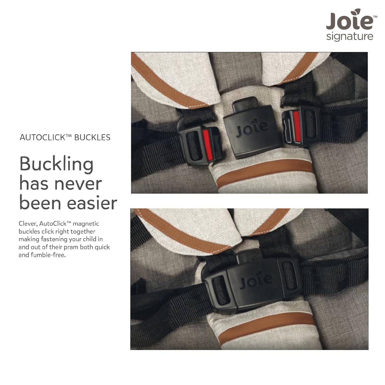 Joie Parcel 3in1 Compact Lightweight Travel Stroller - Pram with 5-Point Harness & One-Hand Fold Baby Stroller for 0-4 Years, Magnetic Buckles for Harness Suitable from Birth to 22 kg