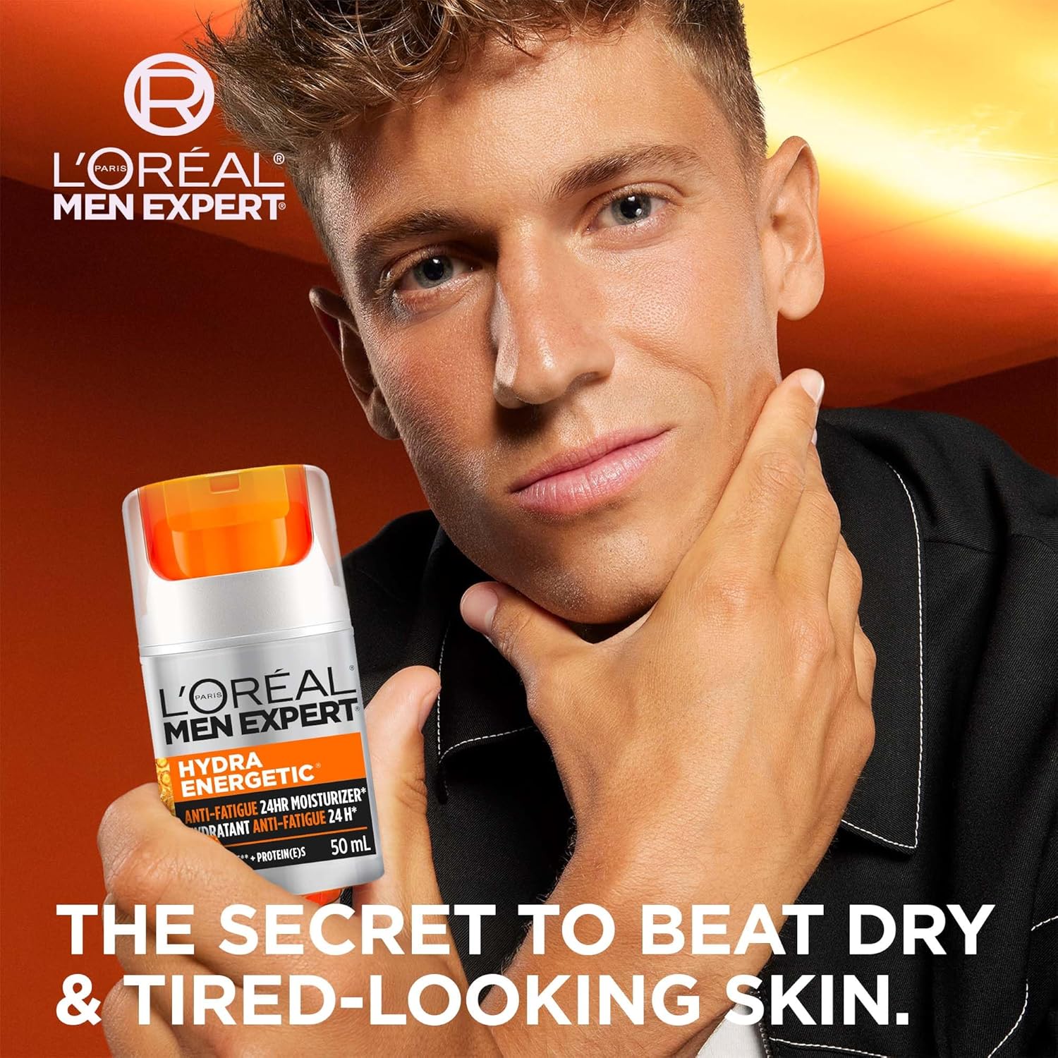 L'OREAL PARIS Men Expert Hydra Energetic Face Cream With Vitamin C + Protein, 24Hr Non-Greasy Face Moisturizer For Men, For Dry And Dull Skin, Reduces Look Of Fine Lines & Dark Circles, 50Ml