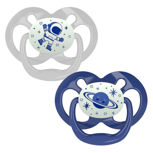 Dr. Brown's Advantage Pacifiers, Stage 2, Glow in The Dark, Pack of 2, Blue, 6M to 12M