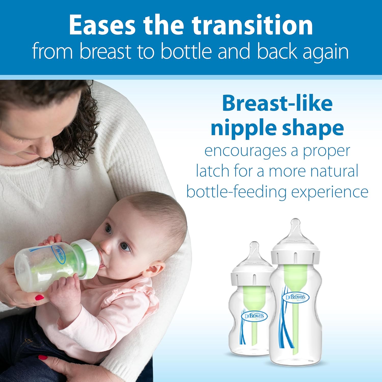 Dr. Brown's Options+ Wide Neck Baby Bottle Nipple (Pack of 1, Clear)