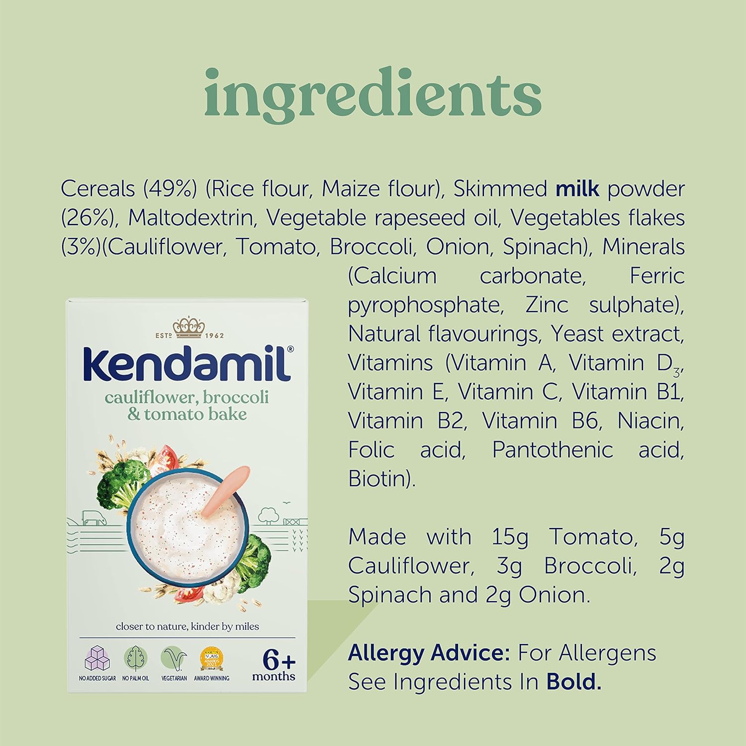 Kendamil Cauliflower Broccoli & Tomato Bake 5 x 150g
