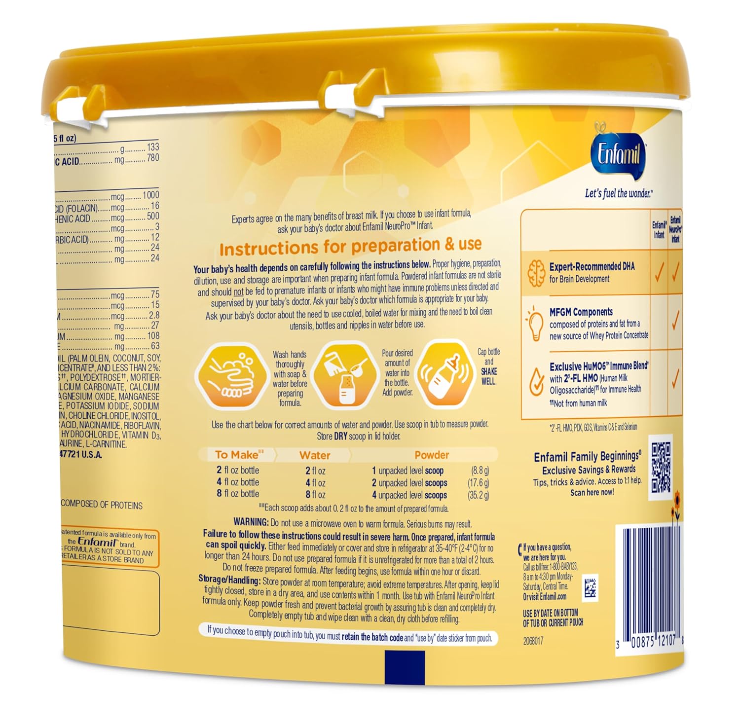 Enfamil NeuroPro Baby Formula, MFGM* 5-Year Benefit, Expert-Recommended Brain-Building Omega-3 DHA, Exclusive Immune Supporting HuMO6 Blend, Infant Formula Powder, Baby Milk, 20.7 Oz