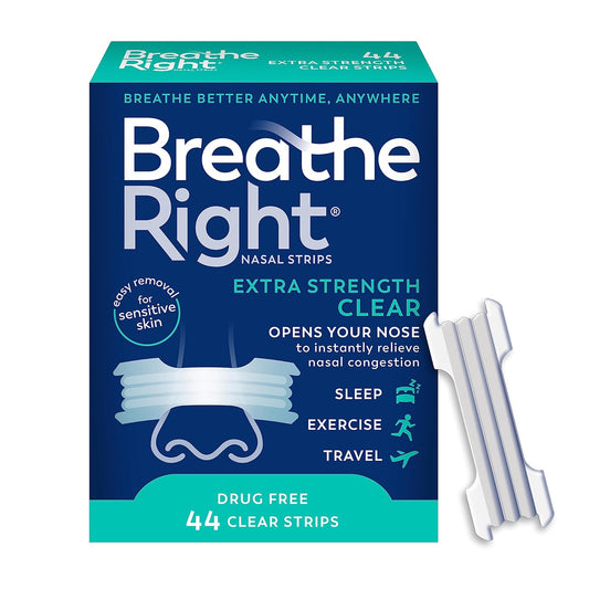 Breathe Right Breathe Right Extra Clear Drug-Free Nasal Strips for Nasal Congestion Relief, 44 count