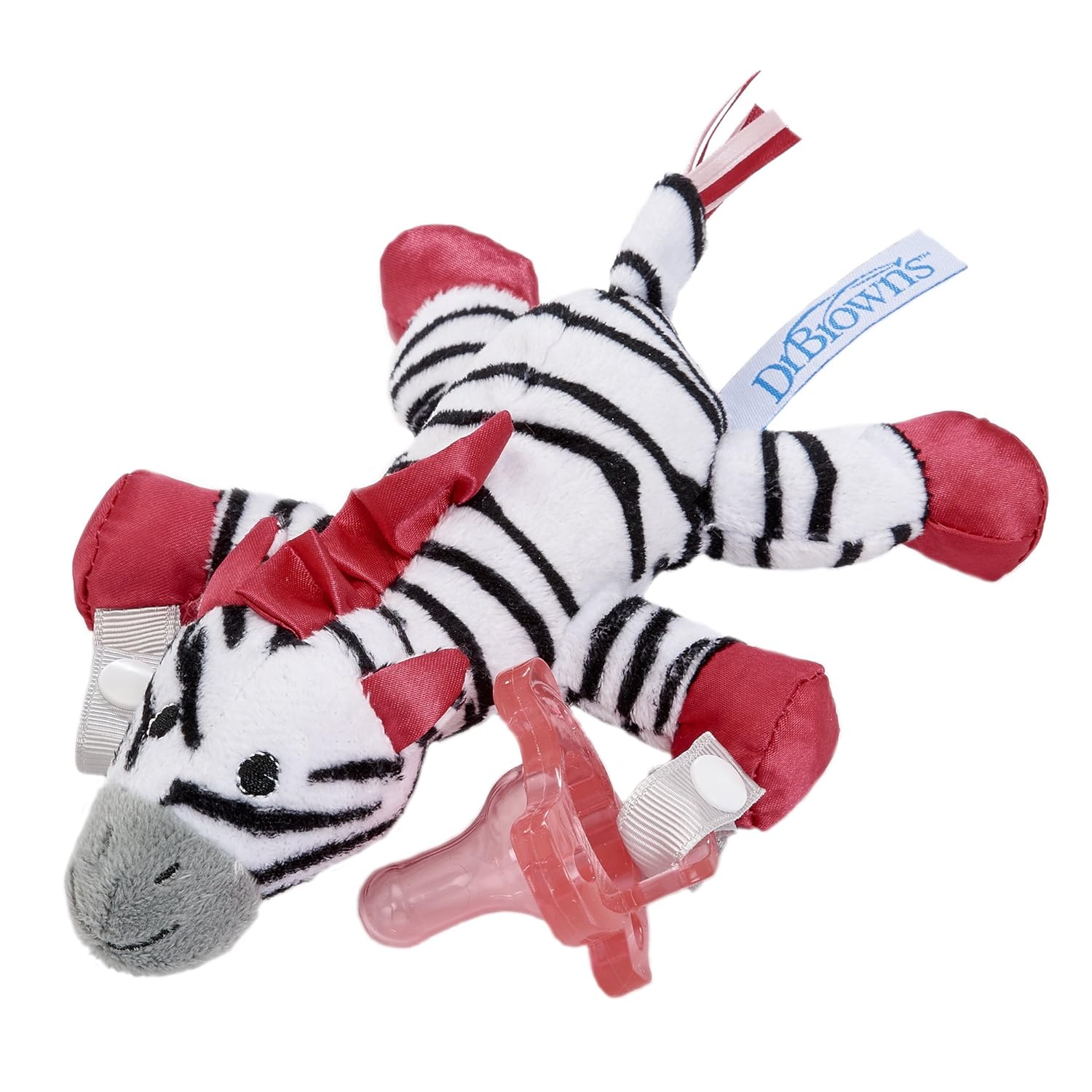 Dr. Brown's Lovey Pacifier and Teether Holder, 0 Months Plus, Zebra with Pink Pacifier
