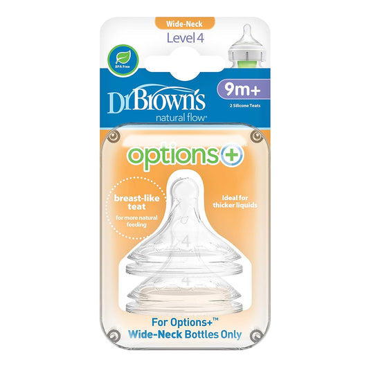 Dr. Brown's Natural Flow Level 4 Wide Neck Nipple (Pack of 4, White)