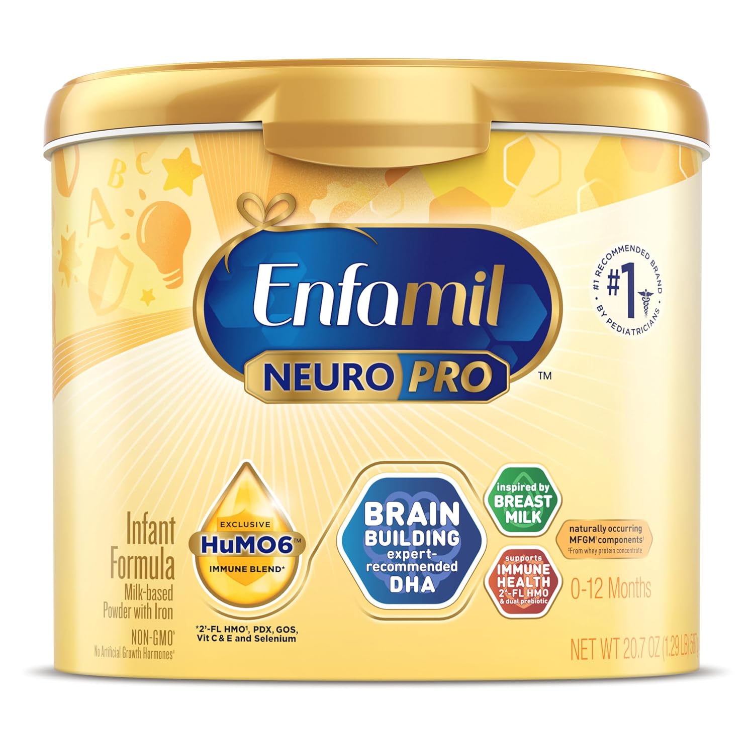 Enfamil NeuroPro Baby Formula, MFGM* 5-Year Benefit, Expert-Recommended Brain-Building Omega-3 DHA, Exclusive Immune Supporting HuMO6 Blend, Infant Formula Powder, Baby Milk, 20.7 Oz