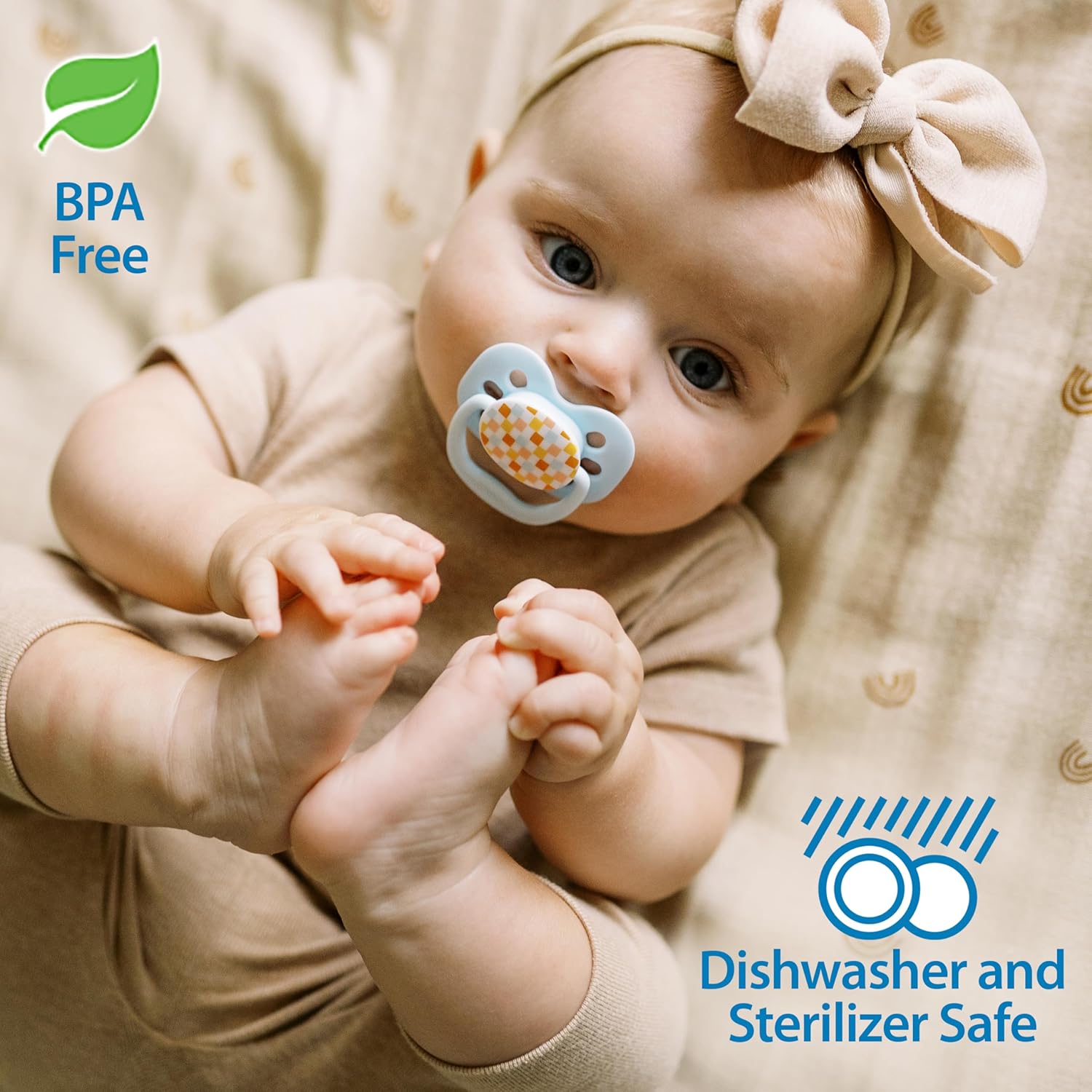 Dr. Brown's Silicone Advantage Baby Pacifiers, Stage 1, 2Count, Blue