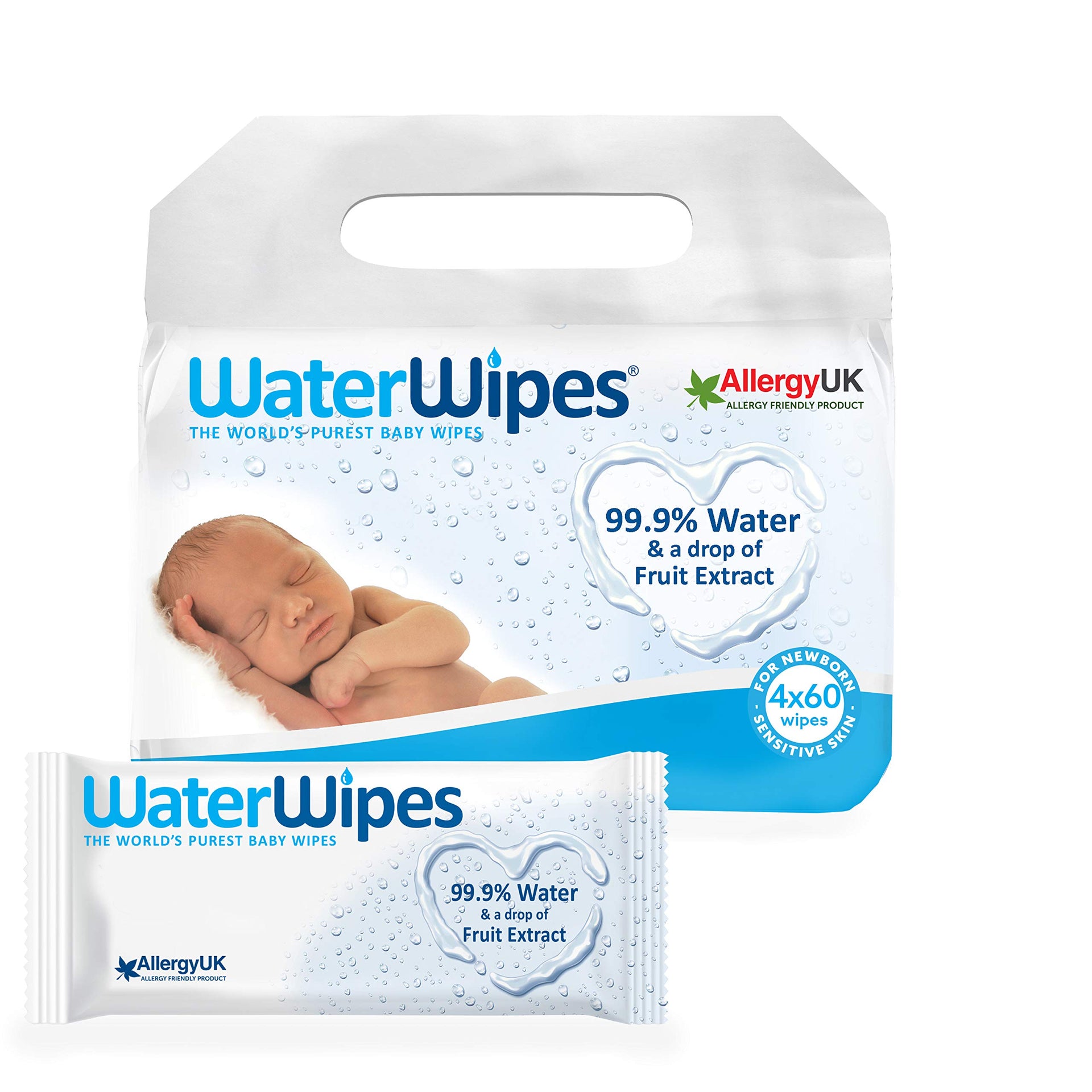 WaterWipes Baby Wipes, White (Pack of 3)