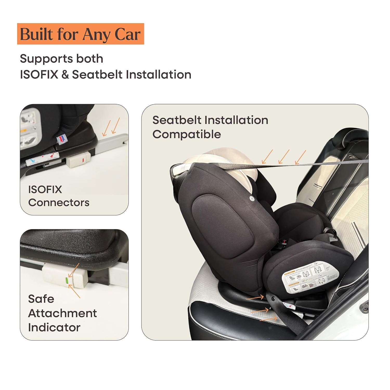 Loopie Lap Convertible Baby Car Seat for 0 to 12 Years, ISOFIX & Non-ISOFIX, 5 Point Harness, Side Impact Protection, 360 Rotation, 11 Height Adjustments, ADAC Approved, Wedge Cushion for Comfy Sleep
