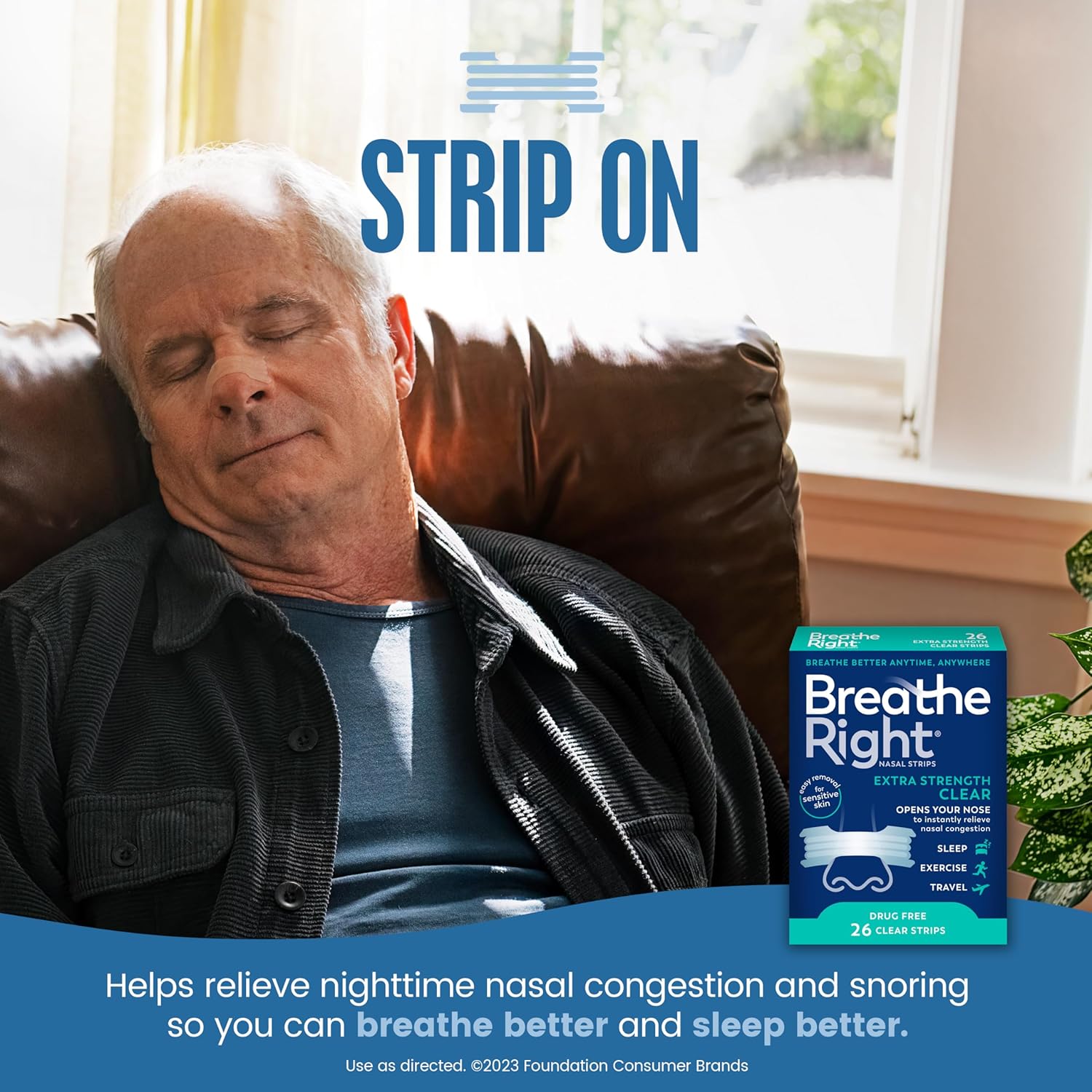 Breathe Right Extra Clear for Sensitive Skin, 26 Count