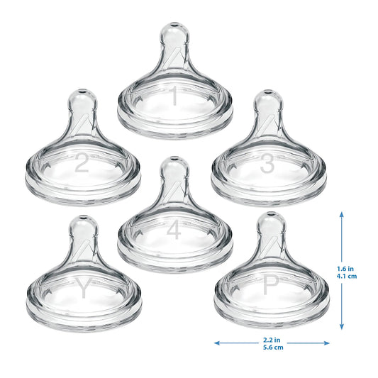 Dr. Brown's Natural Flow , Wide-Neck Baby Bottle Nipple,100% Silicone, 2 Pack