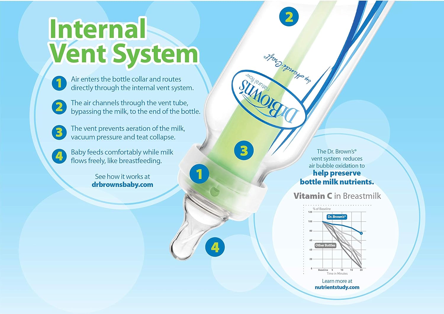 Dr. Brown's Natural Flow Options Standard Neck Baby Bottle (250 Ml, Blue, Set of 2)