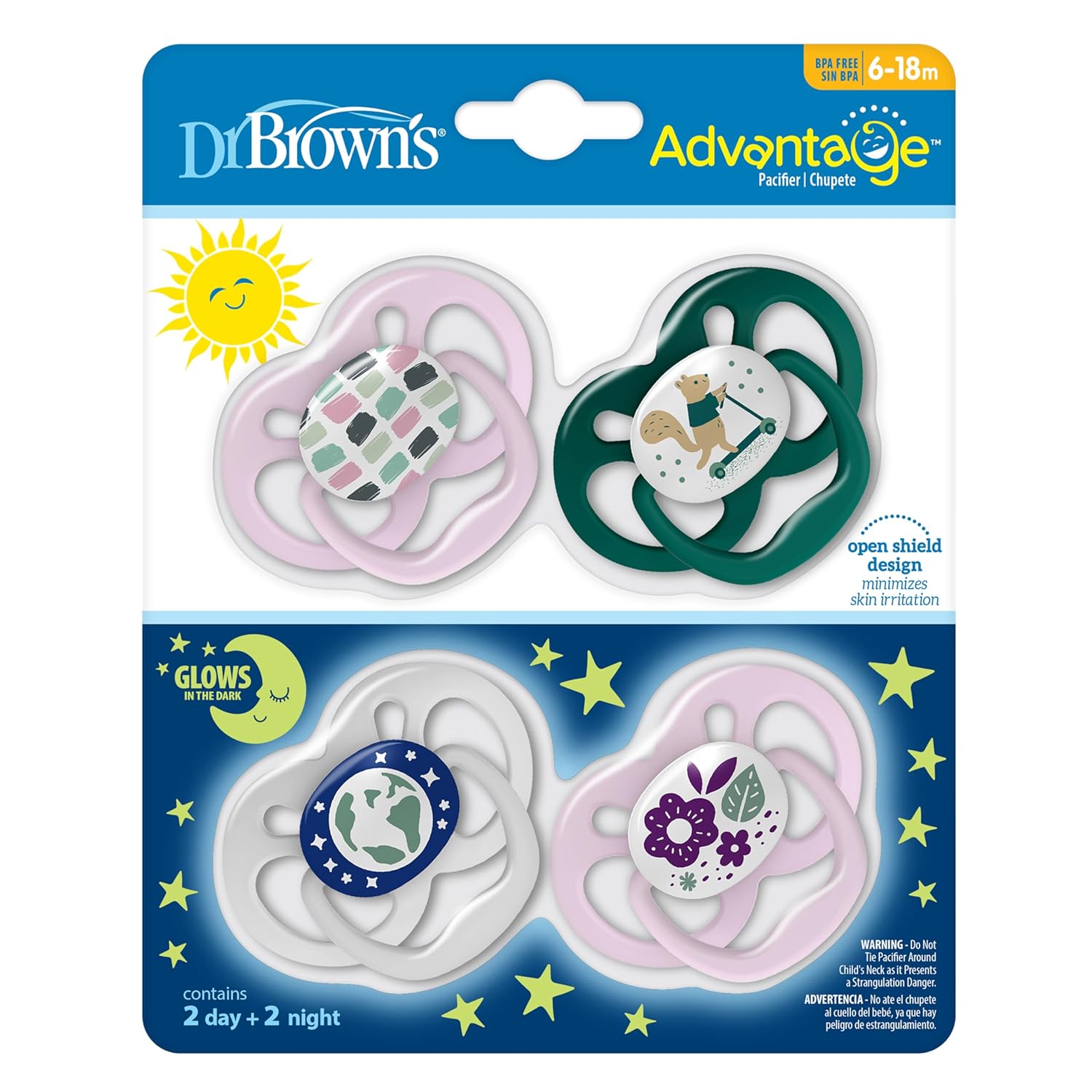 Dr. Brown's Advantage Pacifiers, Stage 2, Pink, 4-PK, Pink