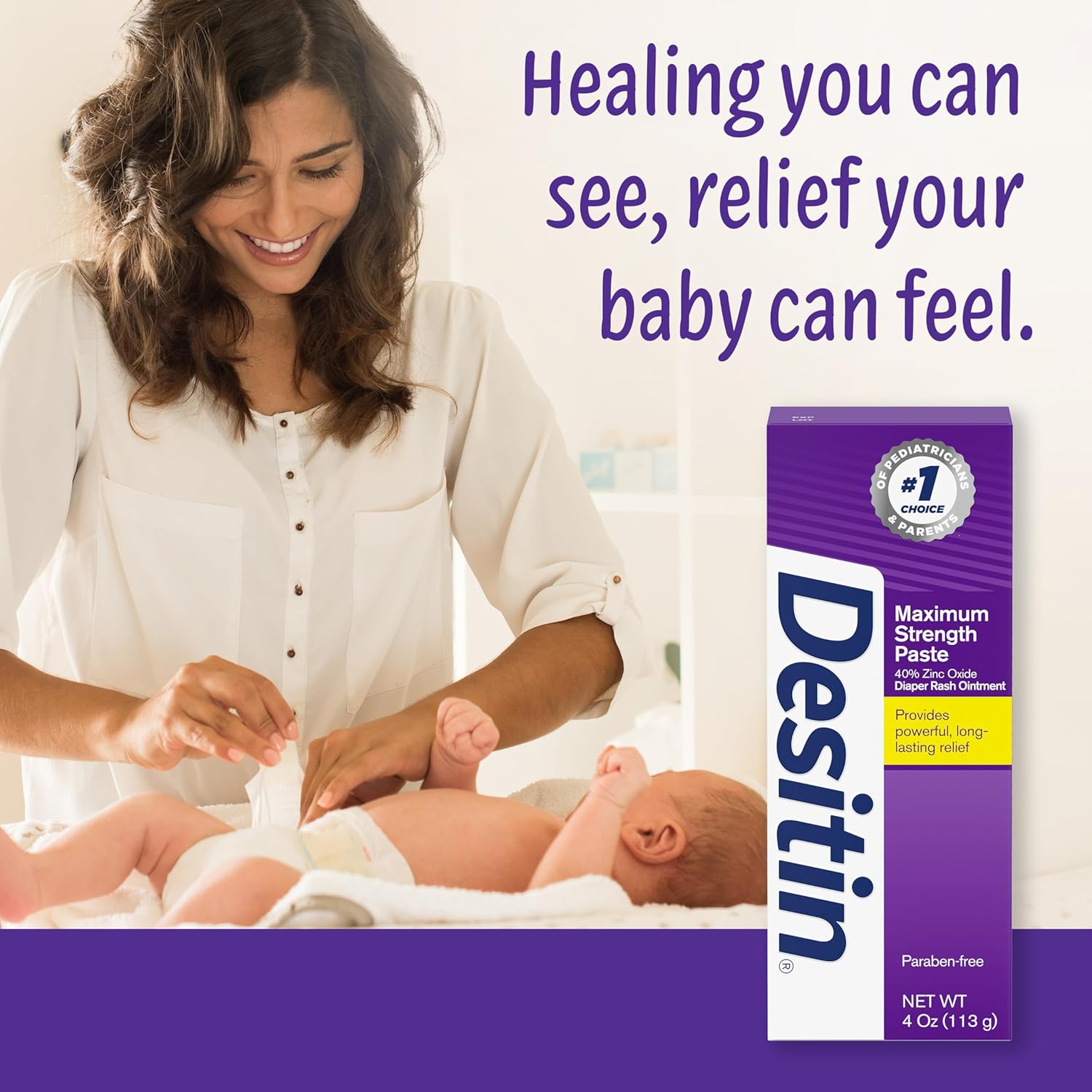 Desitin Baby Diaper Rash Maximum Strength Original Paste, 4 Oz Tube