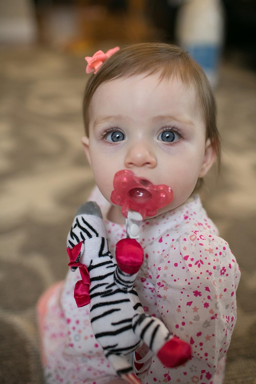 Dr. Brown's Lovey Pacifier and Teether Holder, 0 Months Plus, Zebra with Pink Pacifier