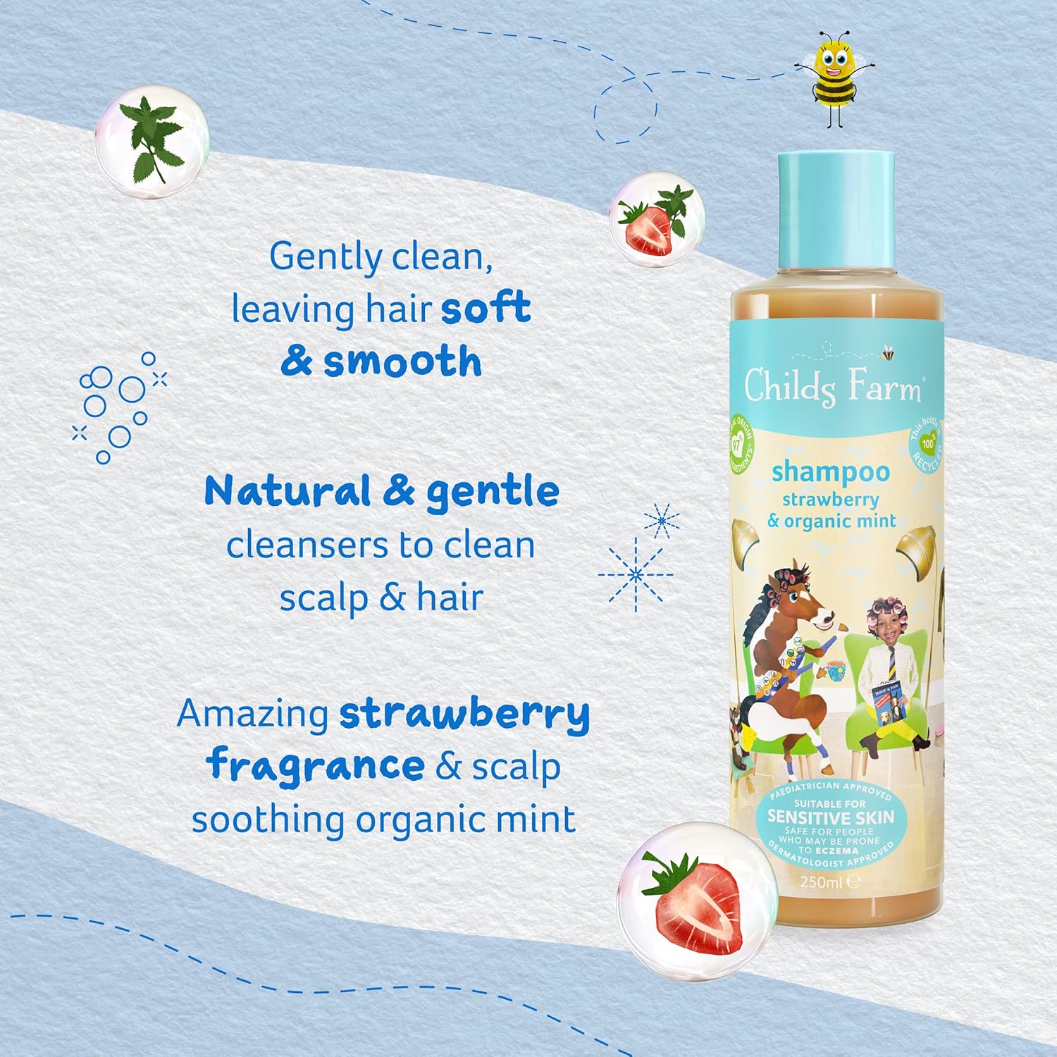 Pack Of 1 : Childs Farm shampoo strawberry & organic mint 250 ml