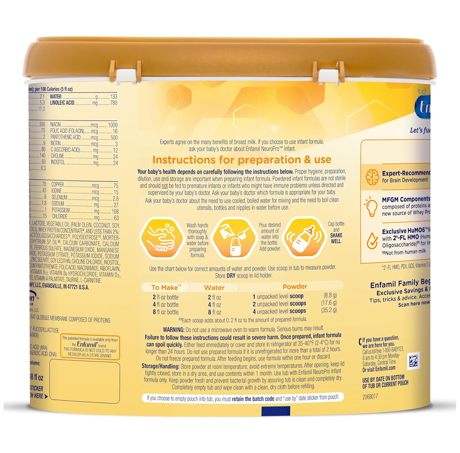 Enfamil NeuroPro Baby Formula, MFGM* 5-Year Benefit, Expert-Recommended Brain-Building Omega-3 DHA, Exclusive Immune Supporting HuMO6 Blend, Infant Formula Powder, Baby Milk, 20.7 Oz