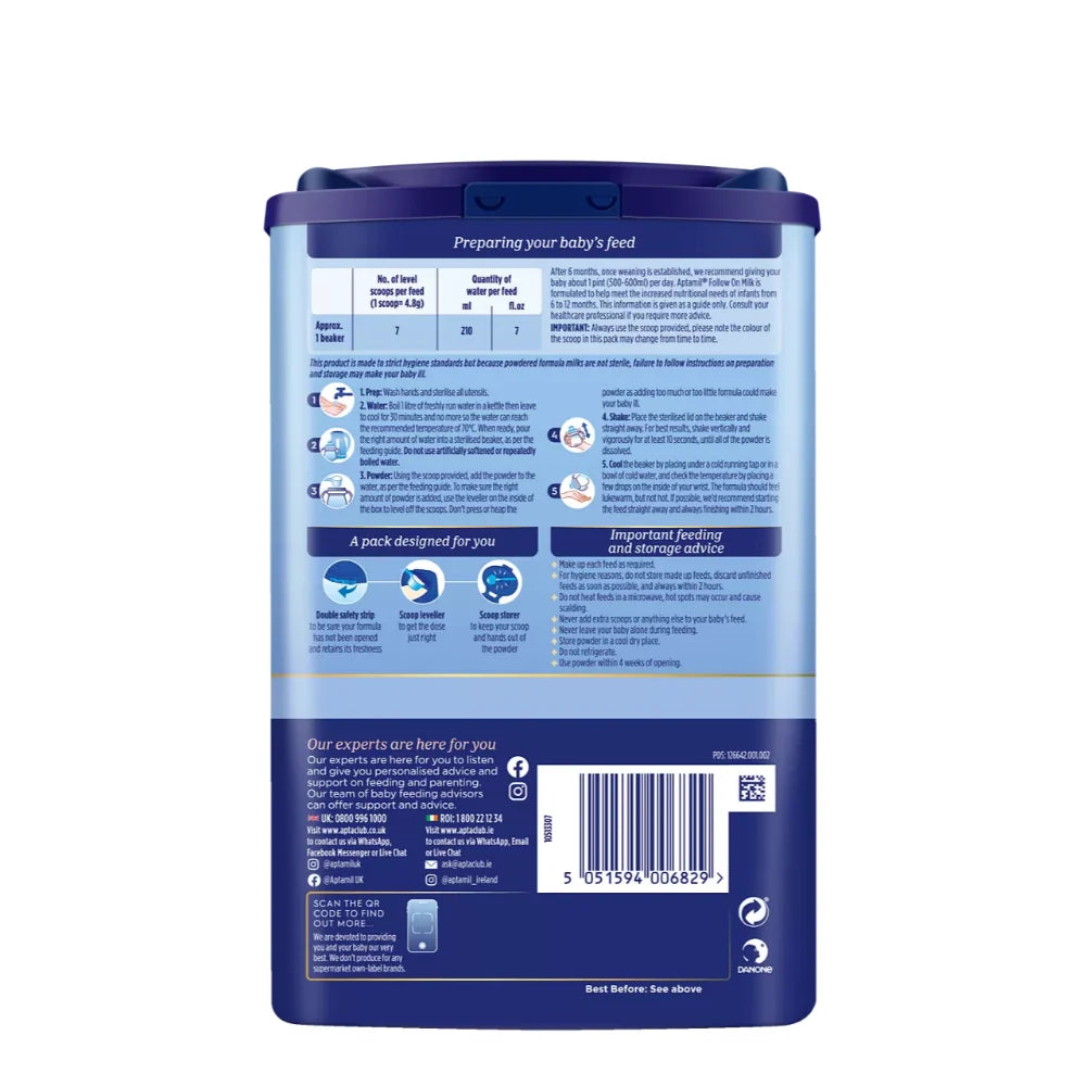 Aptamil 2 Follow On Baby Milk Powder Formula, 6-12 Months, 800 g