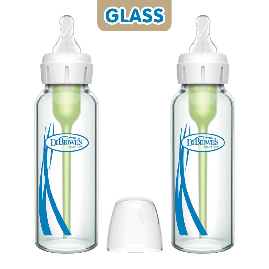 Dr. Brown's Natural Flow Options+ Narrow Neck Glass Baby Bottle, 8oz / 250ml