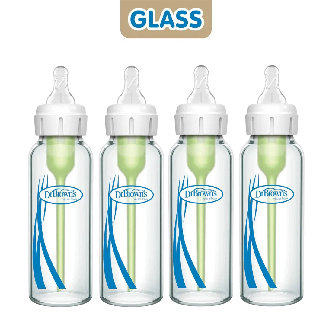 Dr. Brown's Natural Flow Options+ Narrow Neck Glass Baby Bottle, 8oz / 250ml