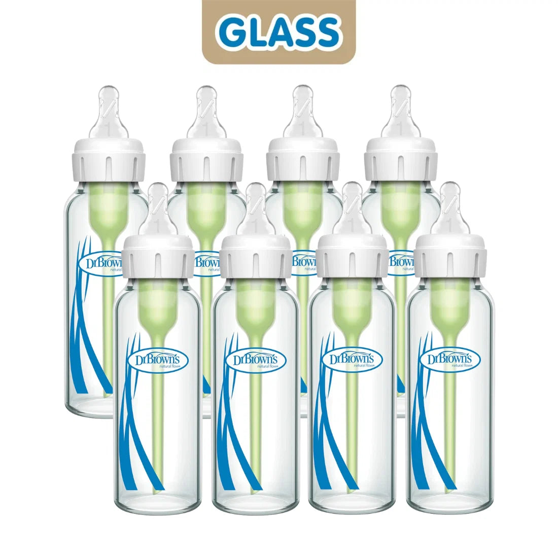 Dr. Brown's Natural Flow Options+ Narrow Neck Glass Baby Bottle, 8oz / 250ml