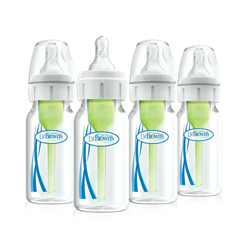 Dr. Brown's Natural Flow Anti-Colic Options+ Narrow Baby Bottle, 4 oz/120 ml, 4-Pack