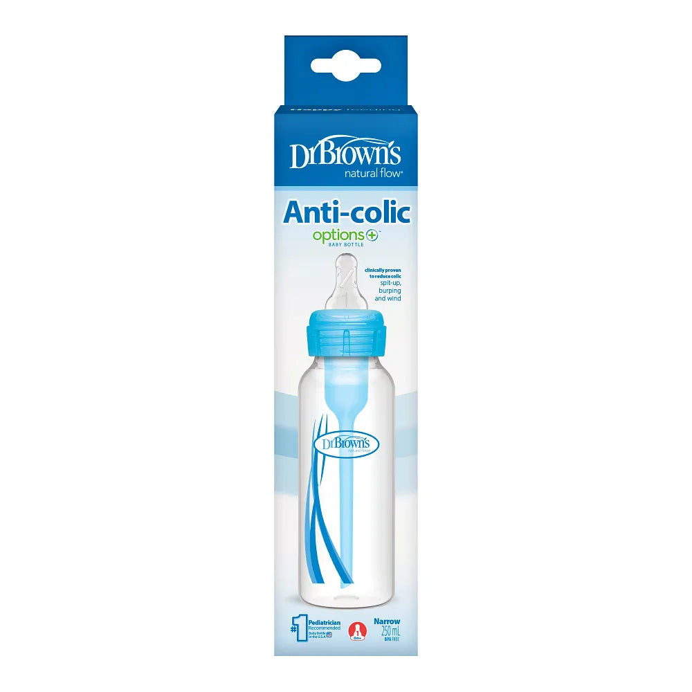 Dr. Brown's Natural Flow Anti-Colic Options+ Narrow Baby Bottle, 8 oz/250 ml
