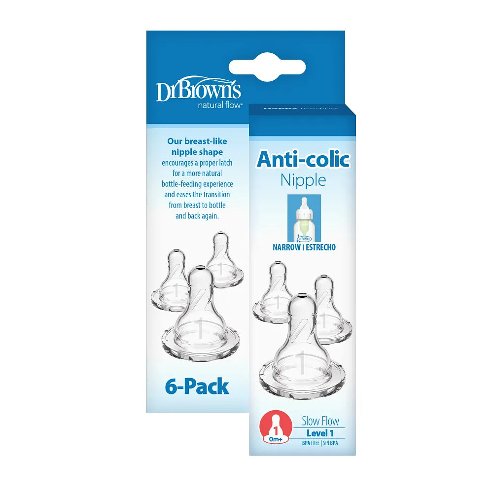 Dr. Brown's Natural Flow Narrow Baby Bottle Silicone Nipple, 6-Pack