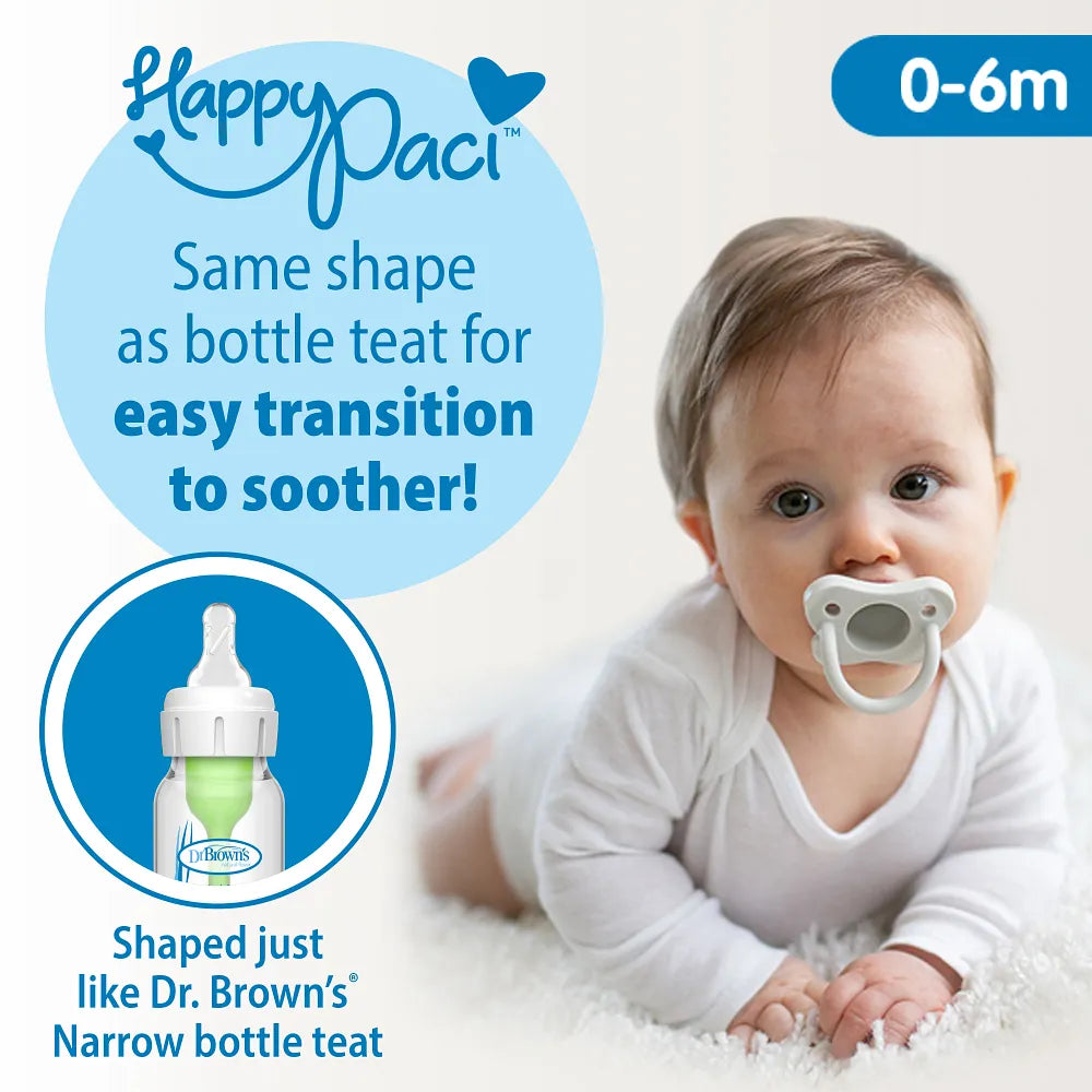 Dr. Brown’s Options+™ Narrow Anti-Colic Baby Bottle, 4oz/120mL, 3-Pack, with HappyPaci™