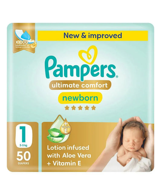 Pampers Ultimate Comfort Taped Diapers Size 1 2–5kg 50 Count – White dubai